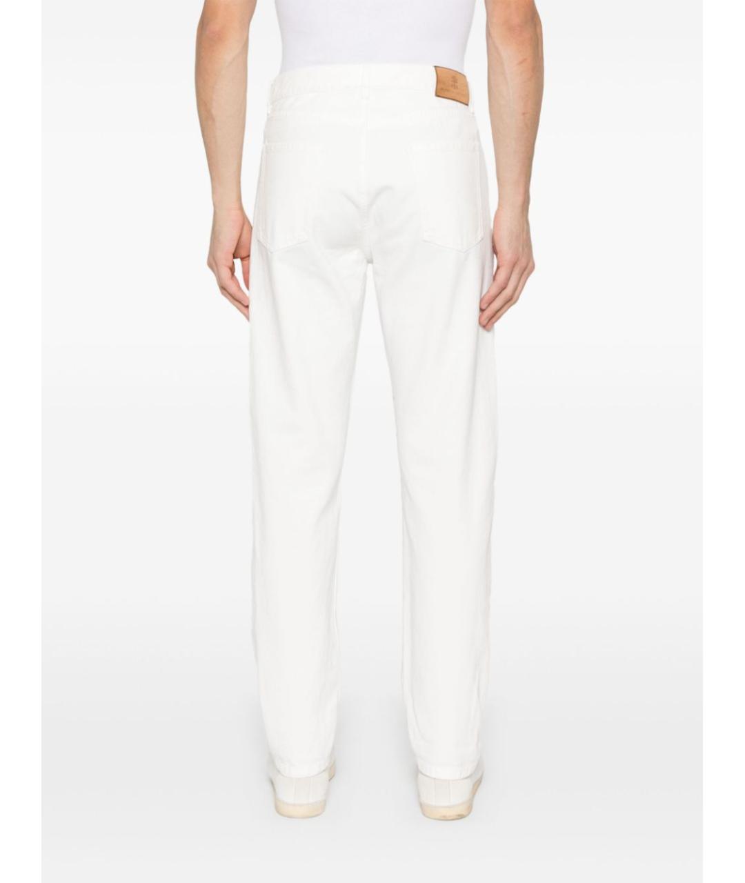 BRUNELLO CUCINELLI Белые хлопковые прямые джинсы, фото 3