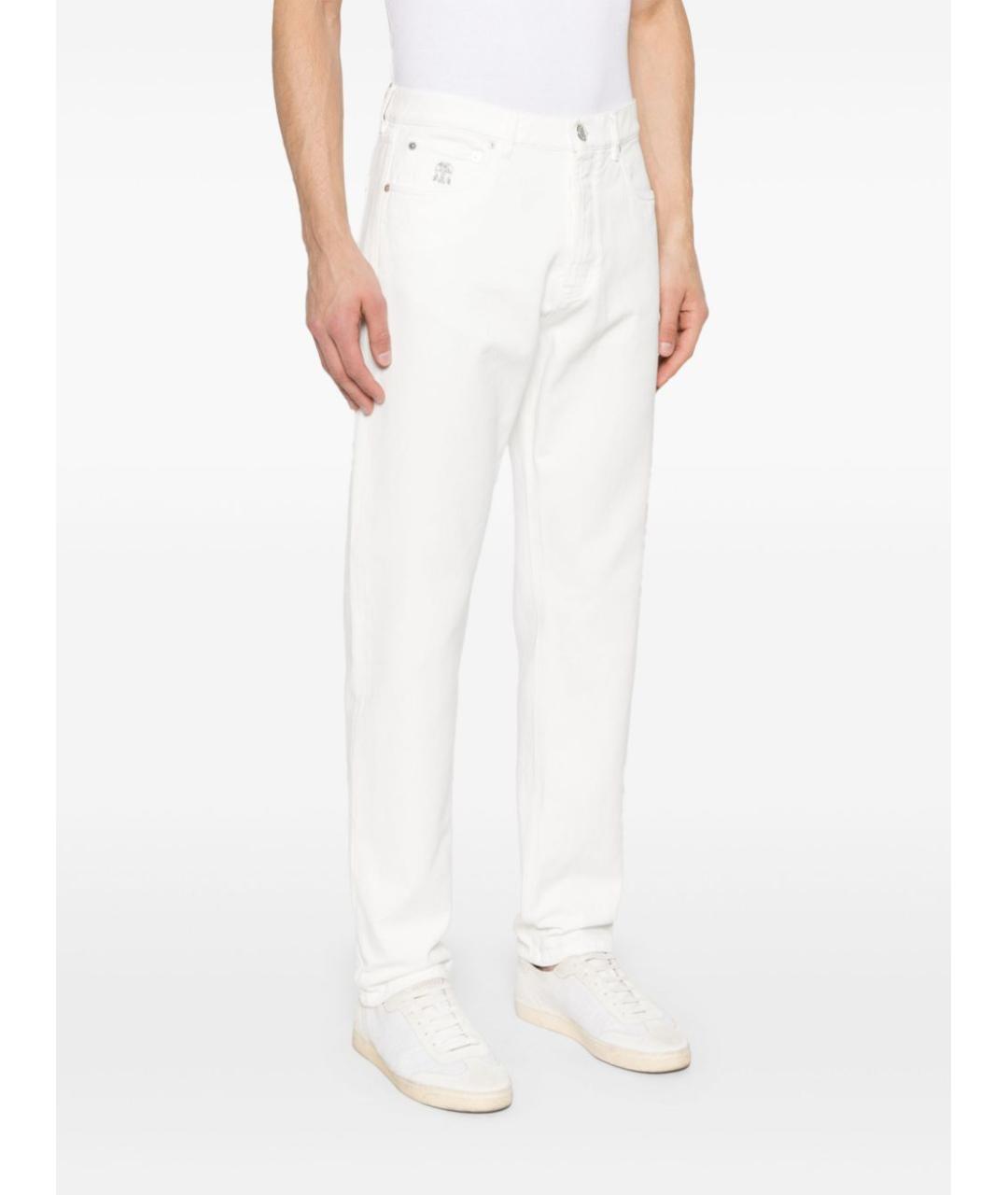 BRUNELLO CUCINELLI Белые хлопковые прямые джинсы, фото 5