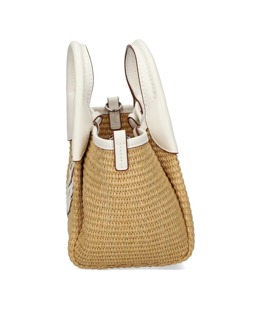 EMPORIO ARMANI Бежевая пелетеная сумка тоут, фото 4