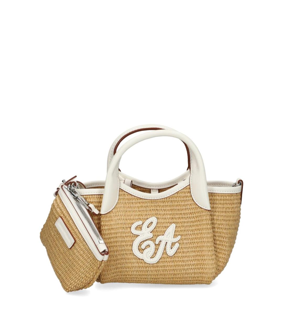 EMPORIO ARMANI Бежевая пелетеная сумка тоут, фото 5