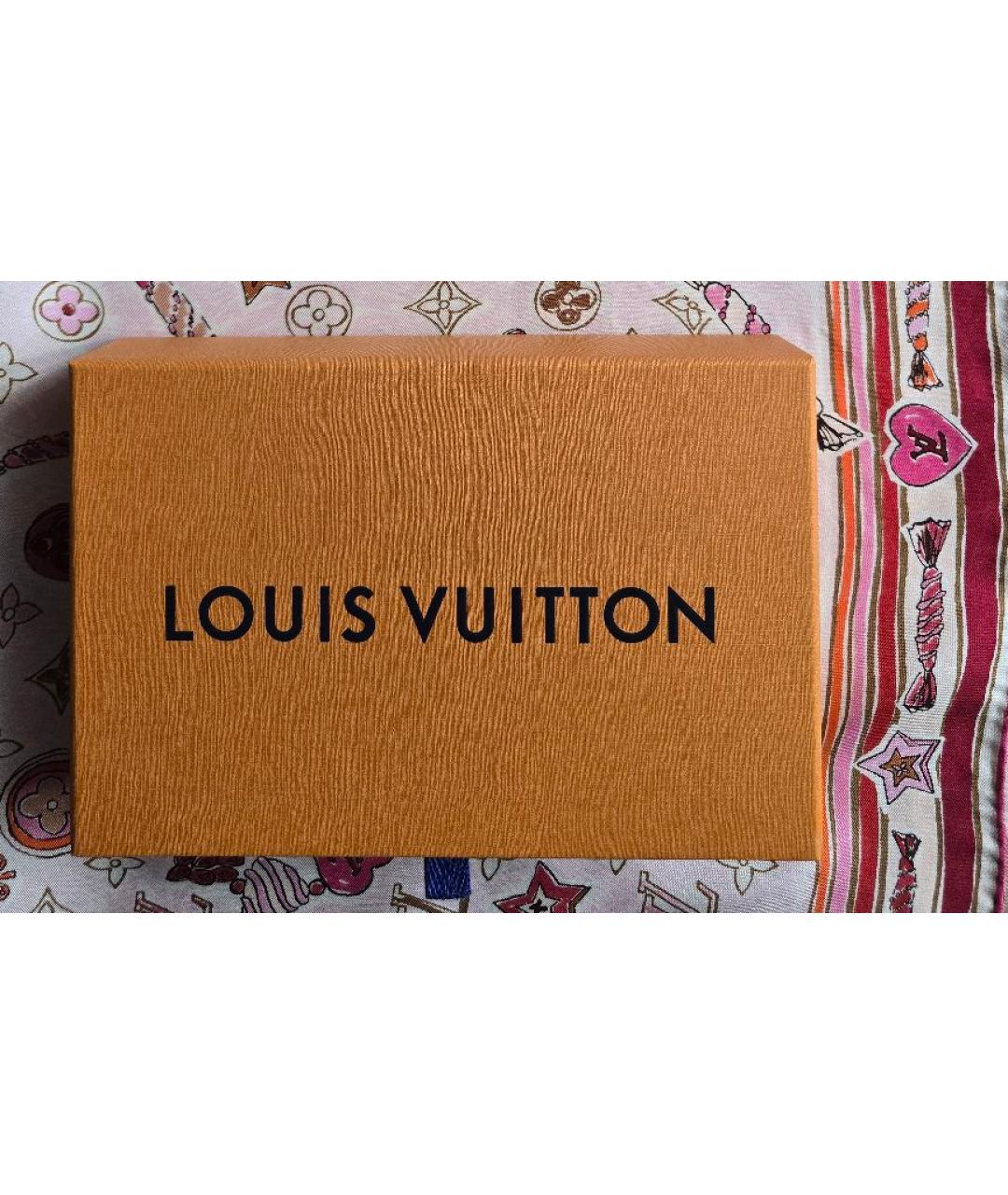 LOUIS VUITTON Розовый шелковый шарф, фото 4