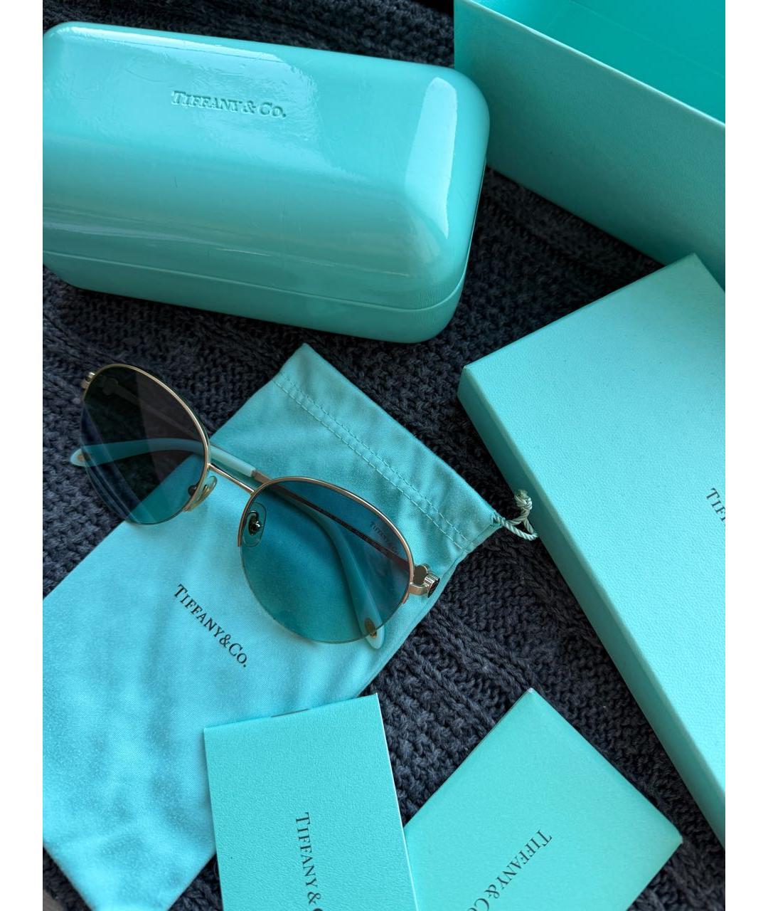 TIFFANY&CO Голубые металлические солнцезащитные очки, фото 3