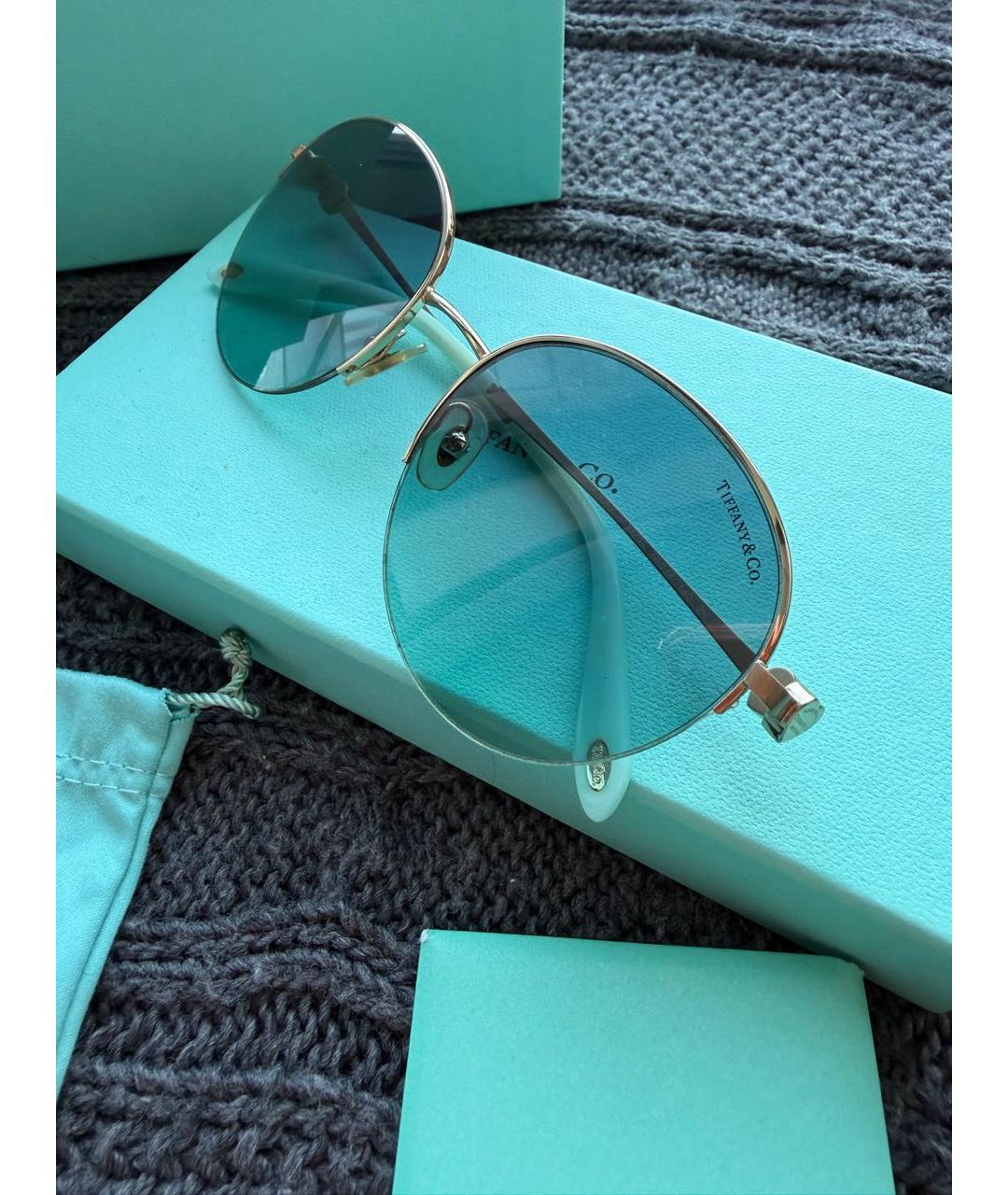 TIFFANY&CO Голубые металлические солнцезащитные очки, фото 6