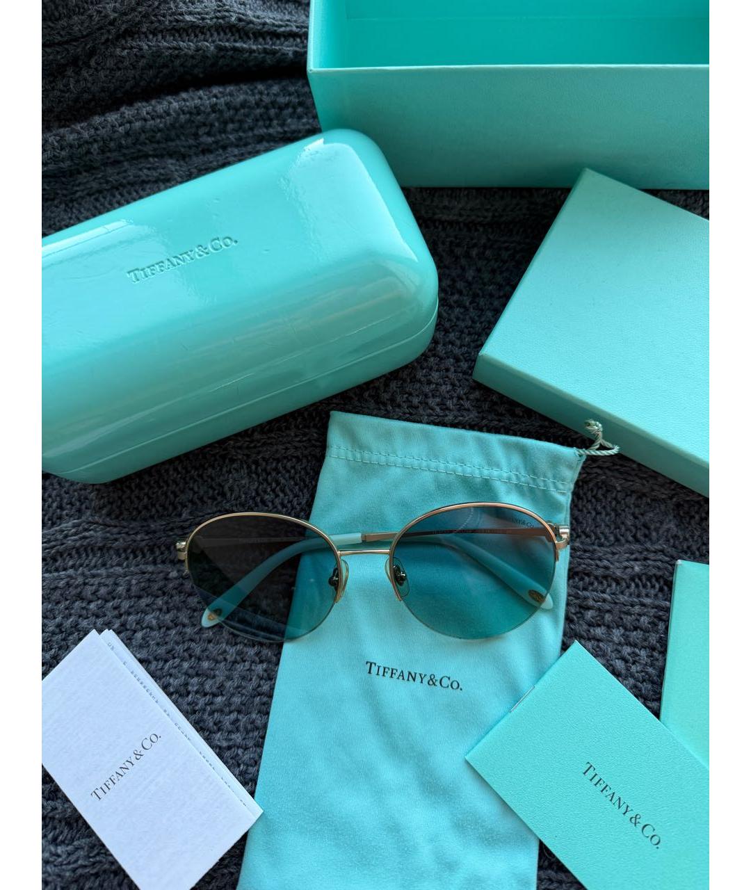 TIFFANY&CO Голубые металлические солнцезащитные очки, фото 2