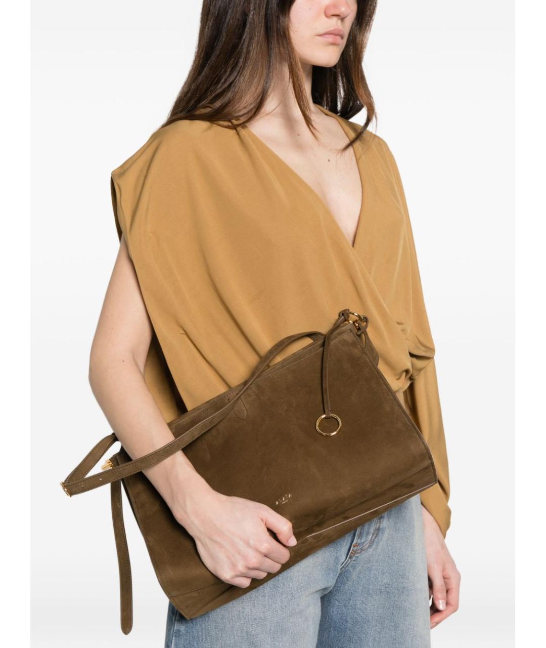 ALAIA Хаки замшевая сумка через плечо, фото 4