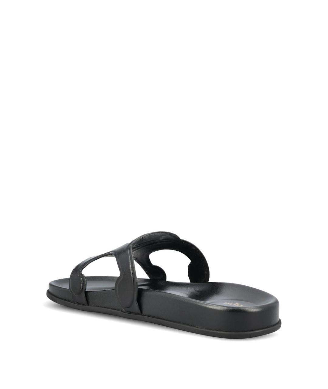 CELINE Черные кожаные шлепанцы, фото 2