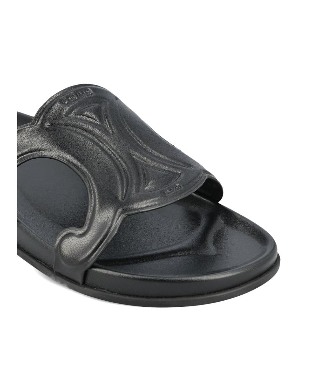 CELINE Черные кожаные шлепанцы, фото 3