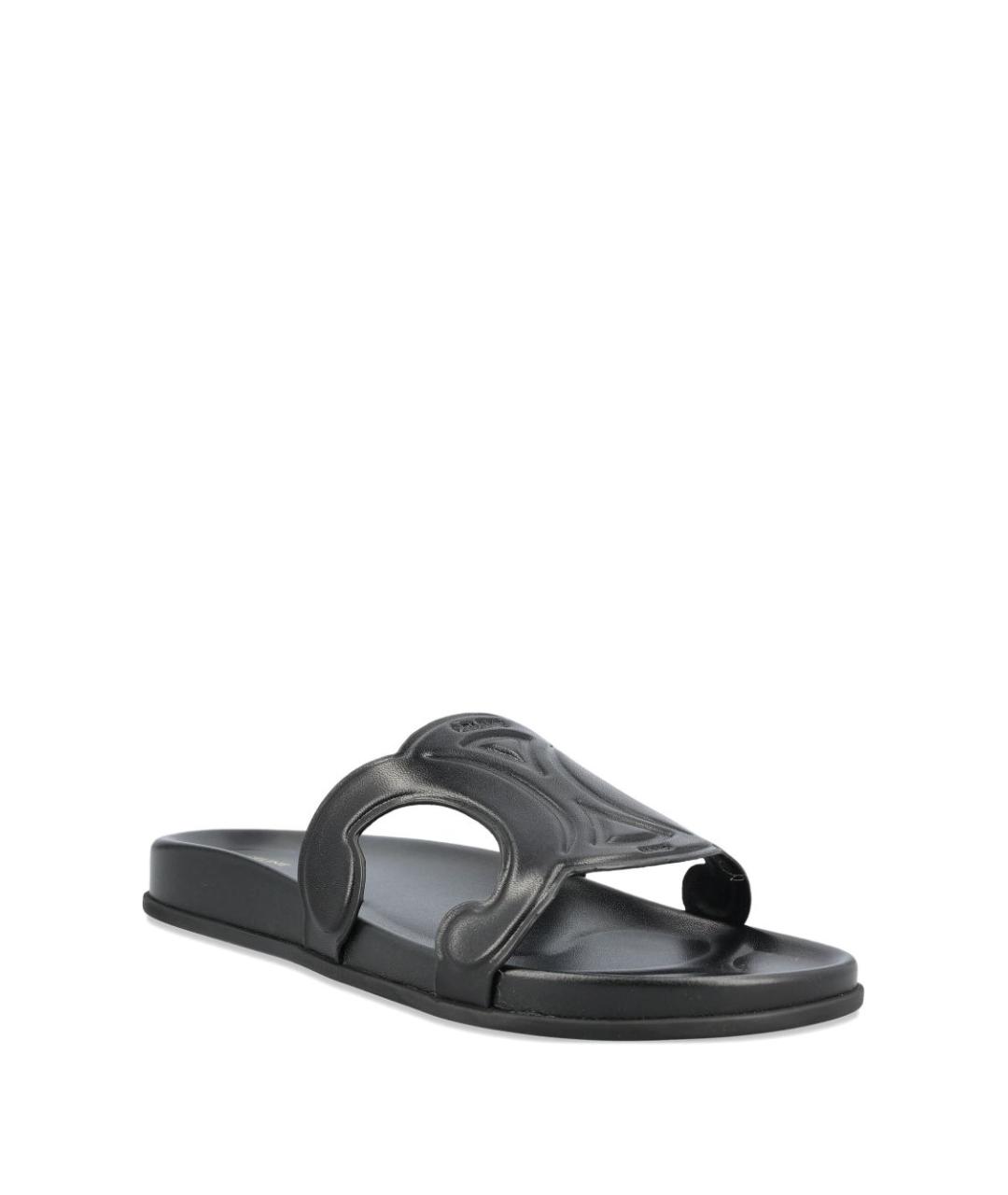 CELINE Черные кожаные шлепанцы, фото 4