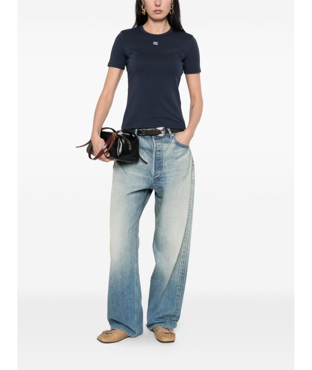 CELINE Синяя хлопковая футболка, фото 4