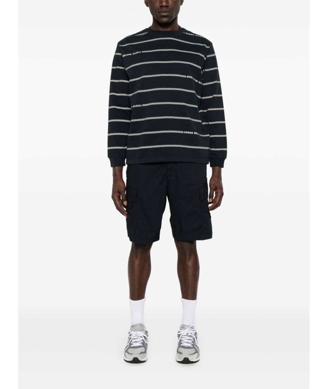 STONE ISLAND Темно-синие атласные шорты, фото 5