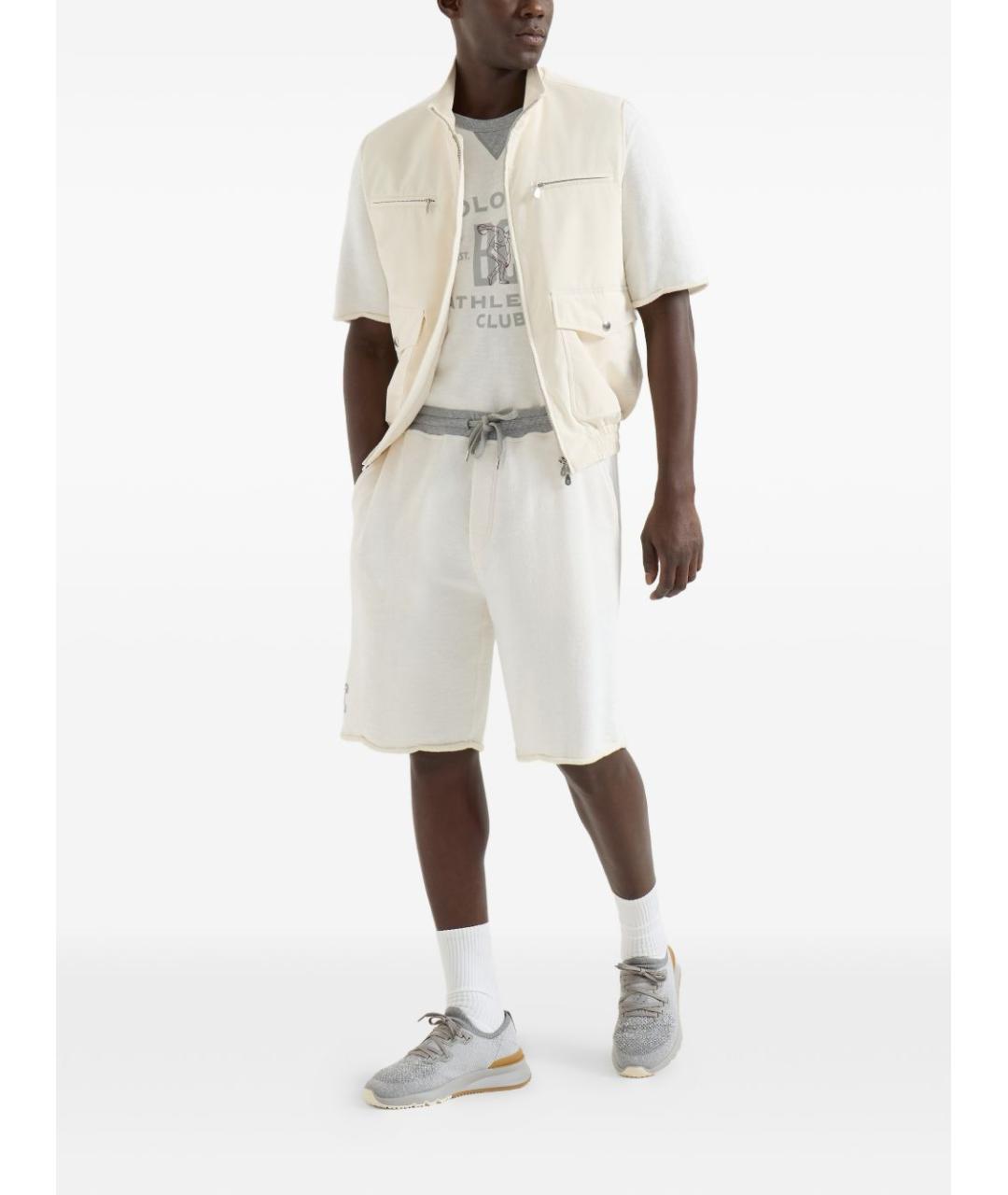 BRUNELLO CUCINELLI Белые хлопковые шорты, фото 4