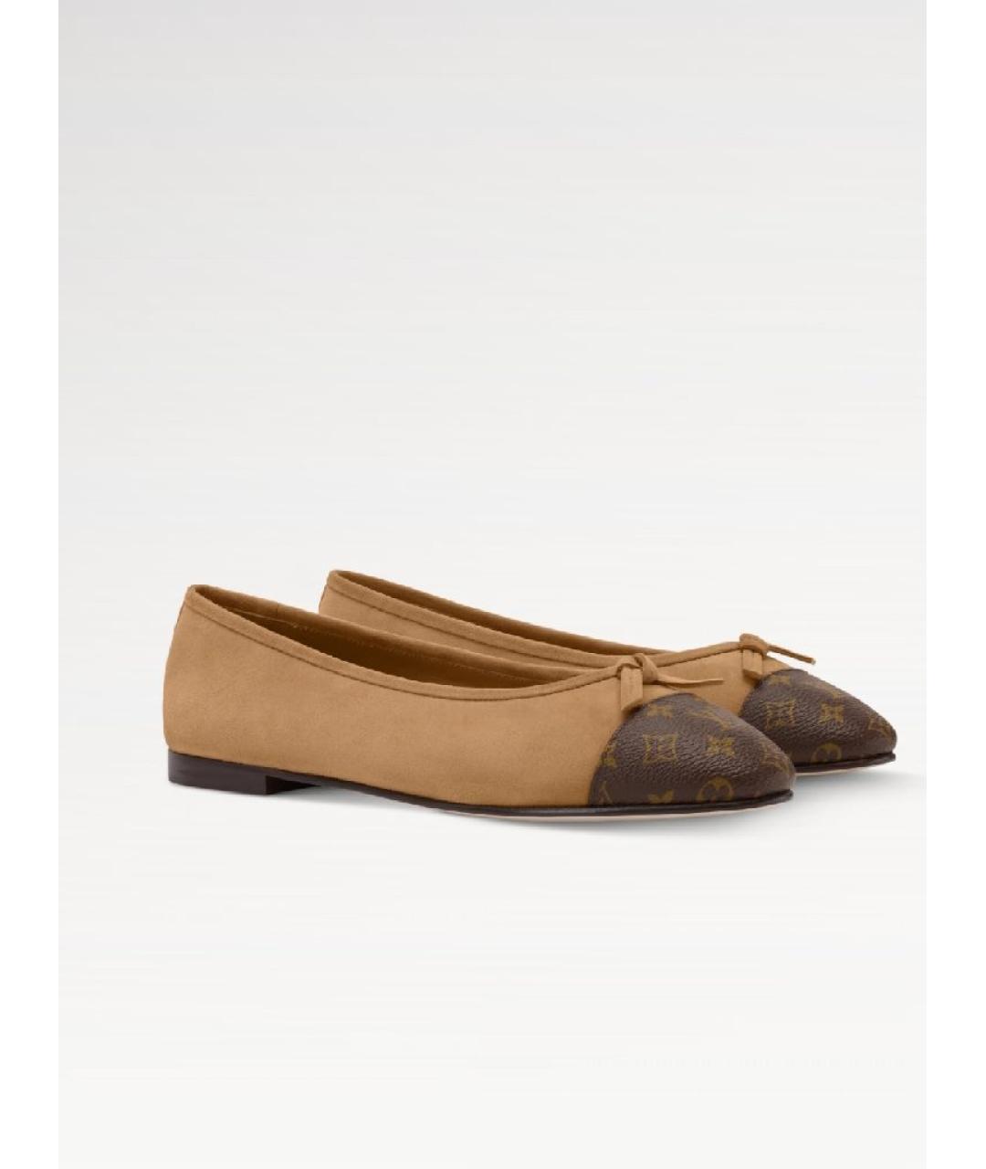 LOUIS VUITTON Бежевые замшевые балетки, фото 7