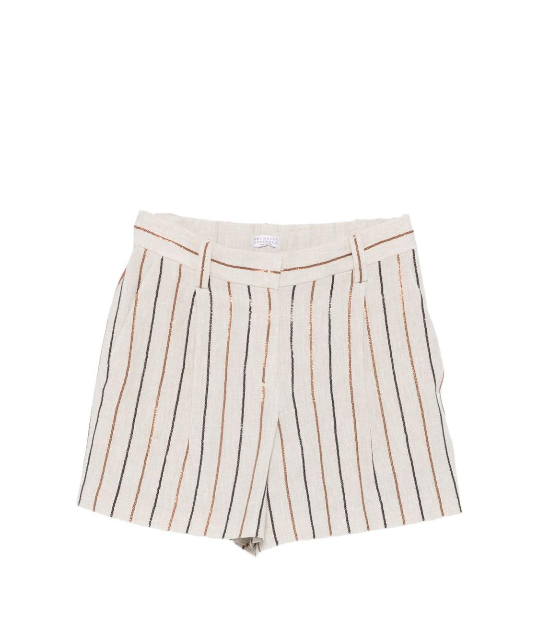 BRUNELLO CUCINELLI Бежевые льняные шорты, фото 6