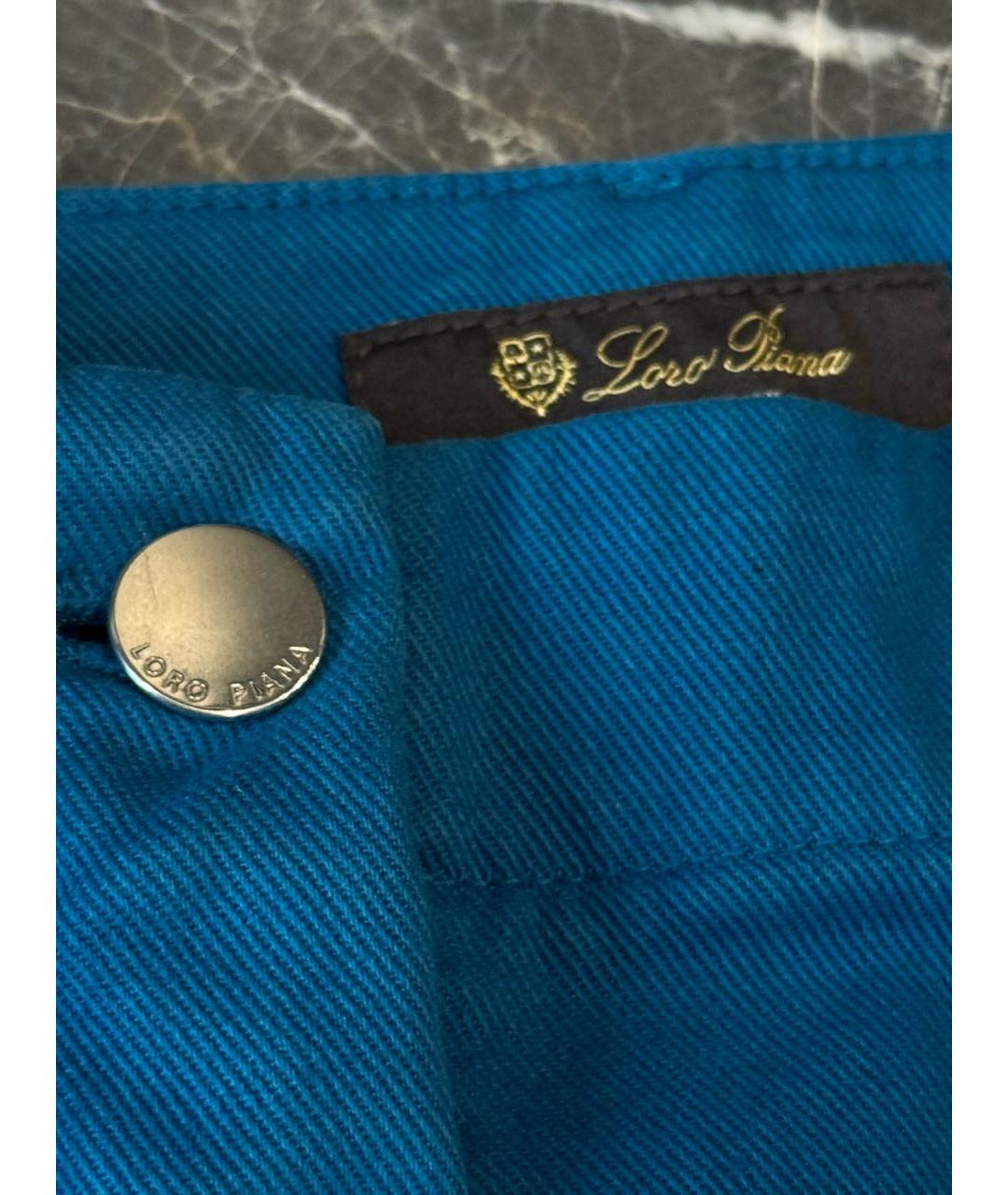 LORO PIANA Синие хлопковые брюки узкие, фото 4