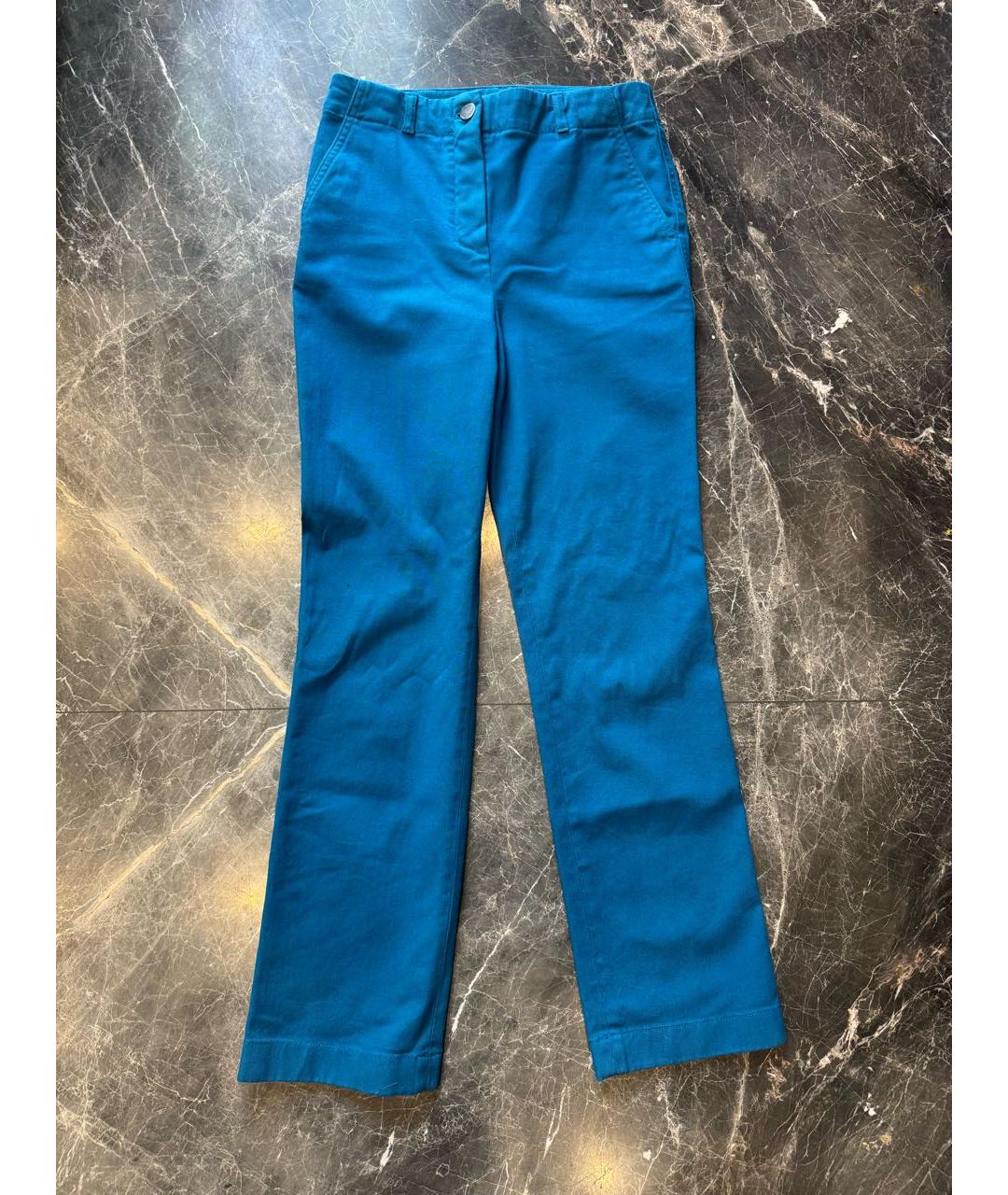 LORO PIANA Синие хлопковые брюки узкие, фото 6