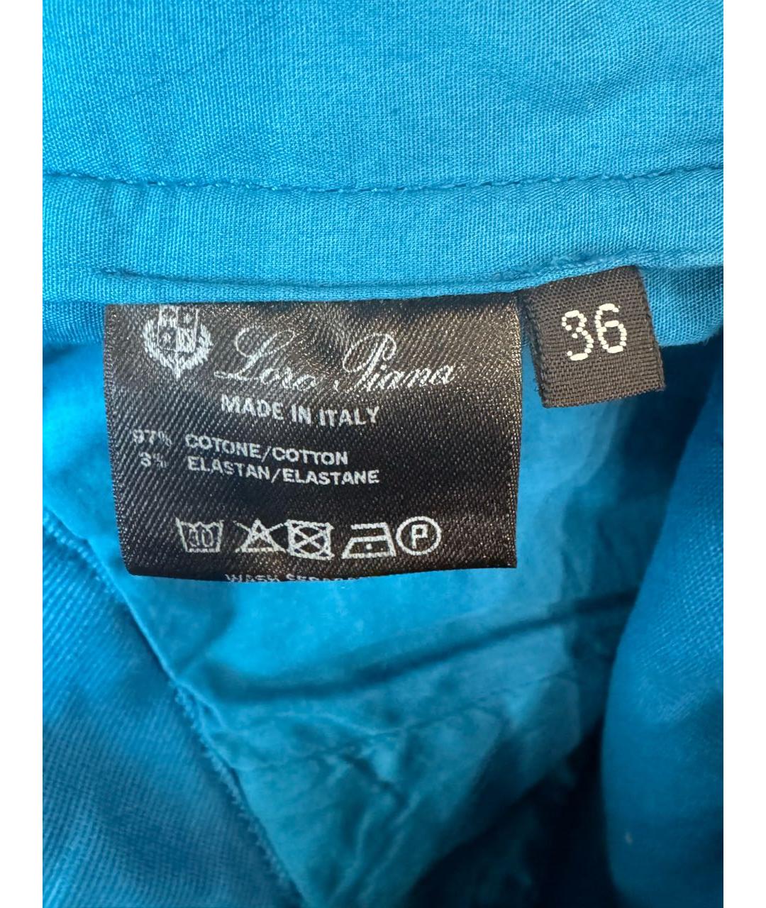 LORO PIANA Синие хлопковые брюки узкие, фото 5