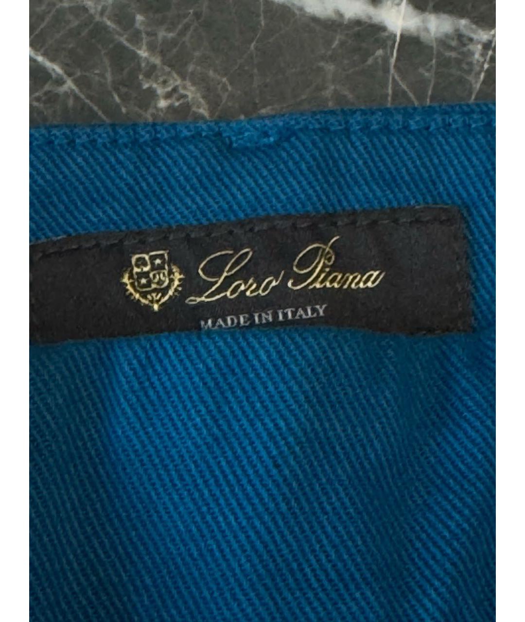 LORO PIANA Синие хлопковые брюки узкие, фото 3