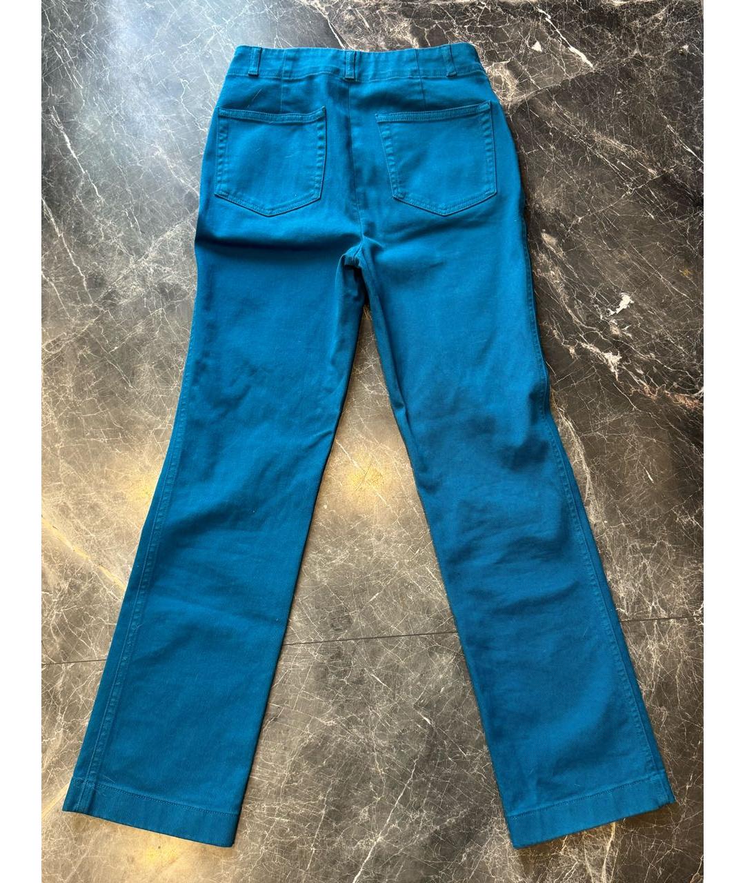 LORO PIANA Синие хлопковые брюки узкие, фото 2