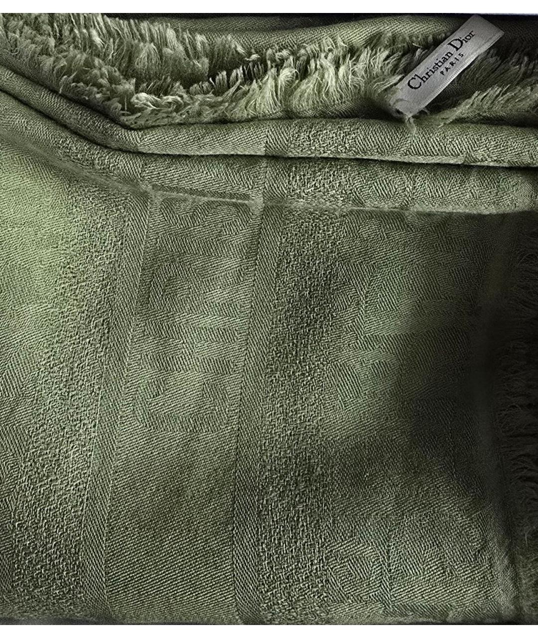 CHRISTIAN DIOR Зеленый кашемировый шарф, фото 4