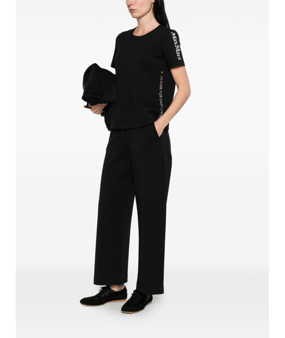 'S MAX MARA Черные хлопковые прямые брюки, фото 2