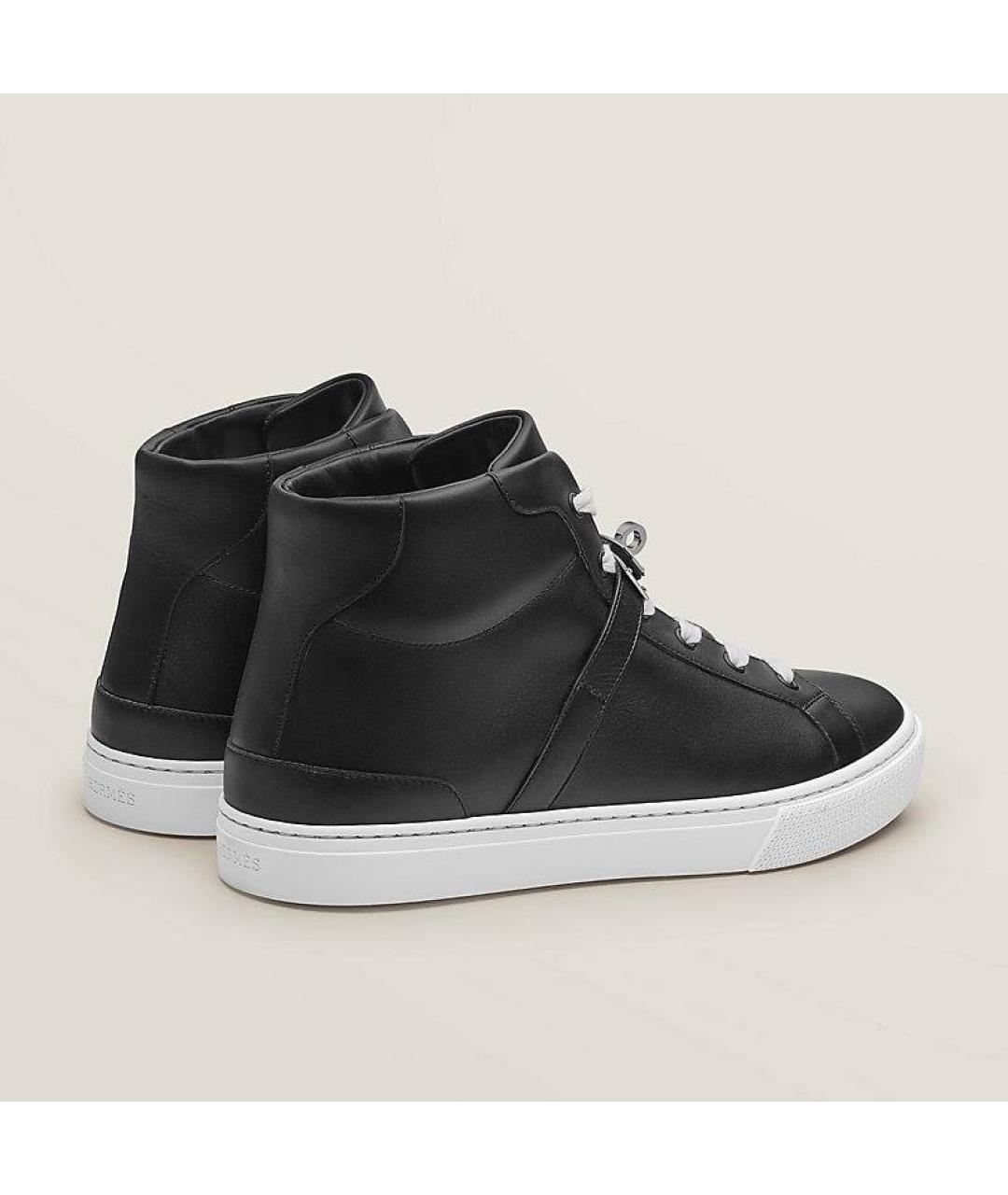 HERMES Черные кожаные высокие кроссовки / кеды, фото 4