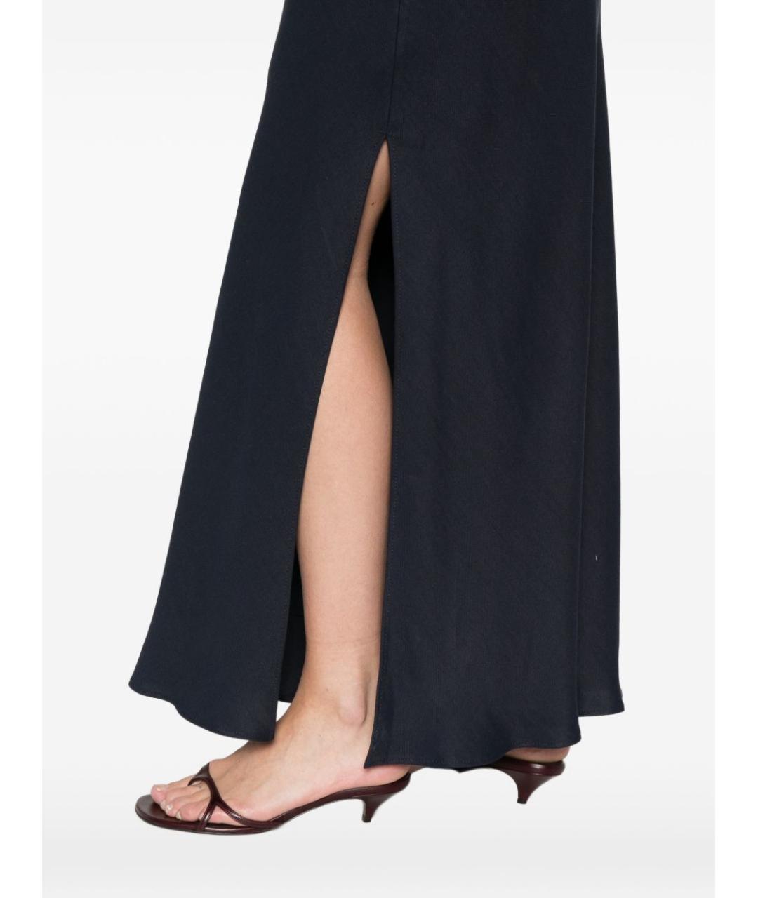 BRUNELLO CUCINELLI Темно-синяя вискозная юбка макси, фото 5
