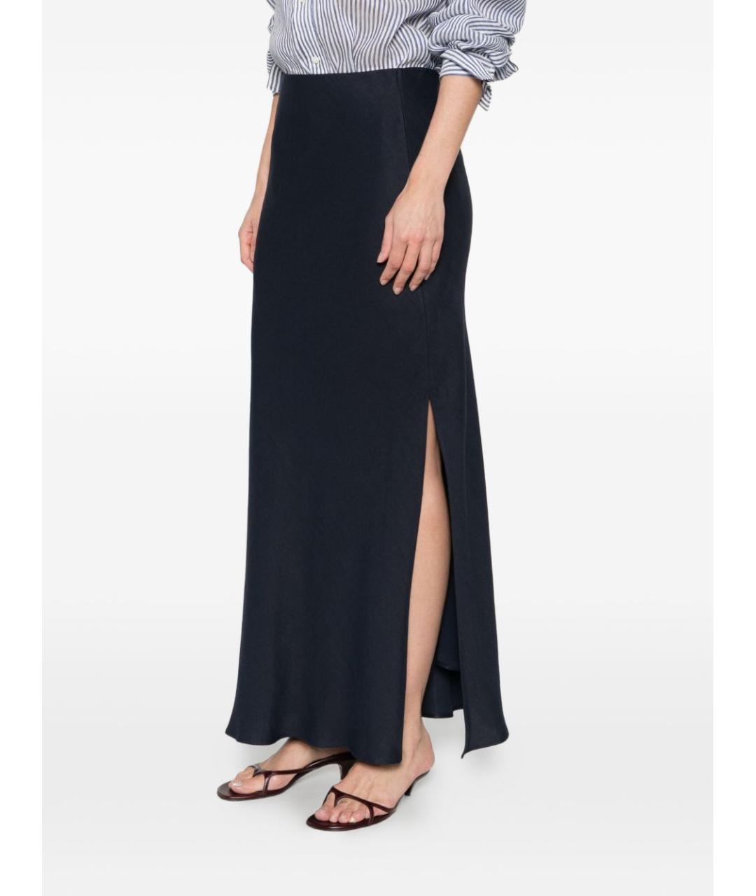 BRUNELLO CUCINELLI Темно-синяя вискозная юбка макси, фото 4