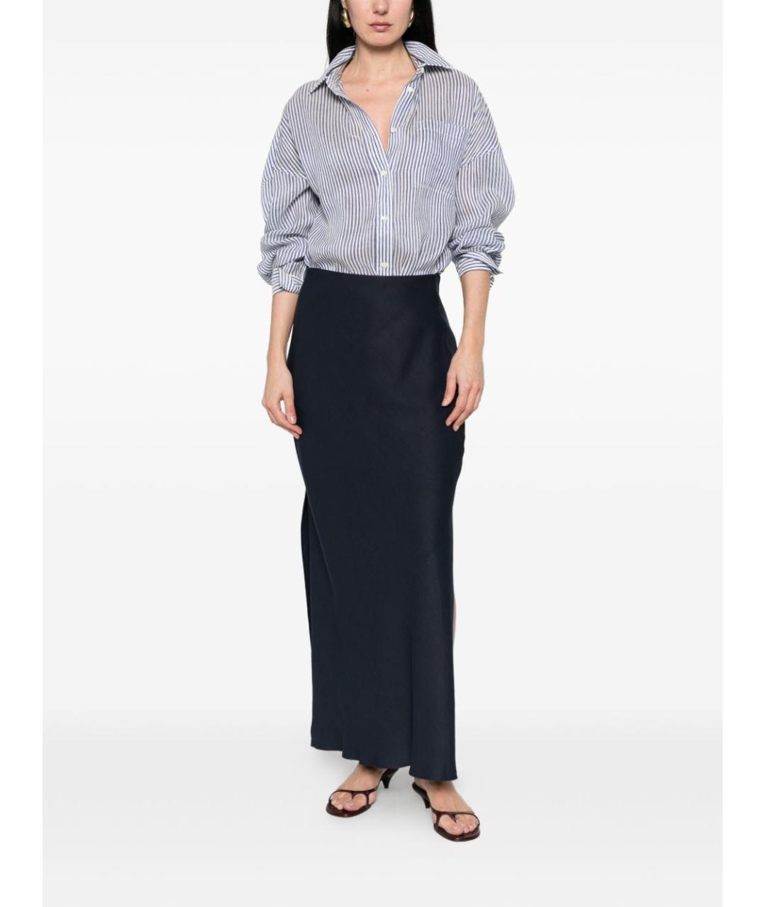 BRUNELLO CUCINELLI Темно-синяя вискозная юбка макси, фото 2