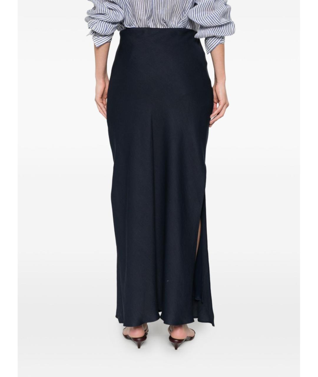 BRUNELLO CUCINELLI Темно-синяя вискозная юбка макси, фото 3