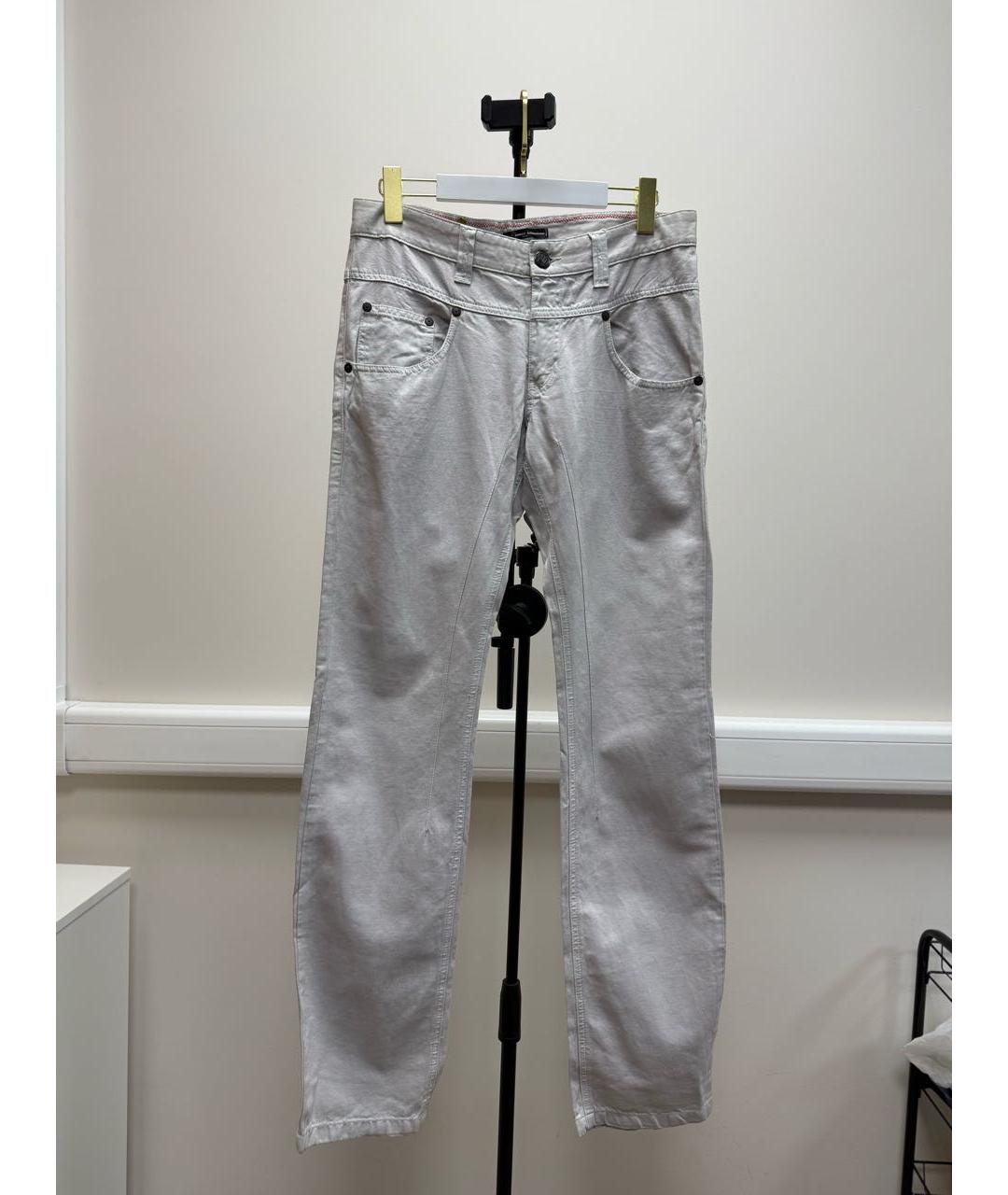 DANIELE ALESSANDRINI Серые хлопко-леновые джинсы слим, фото 8