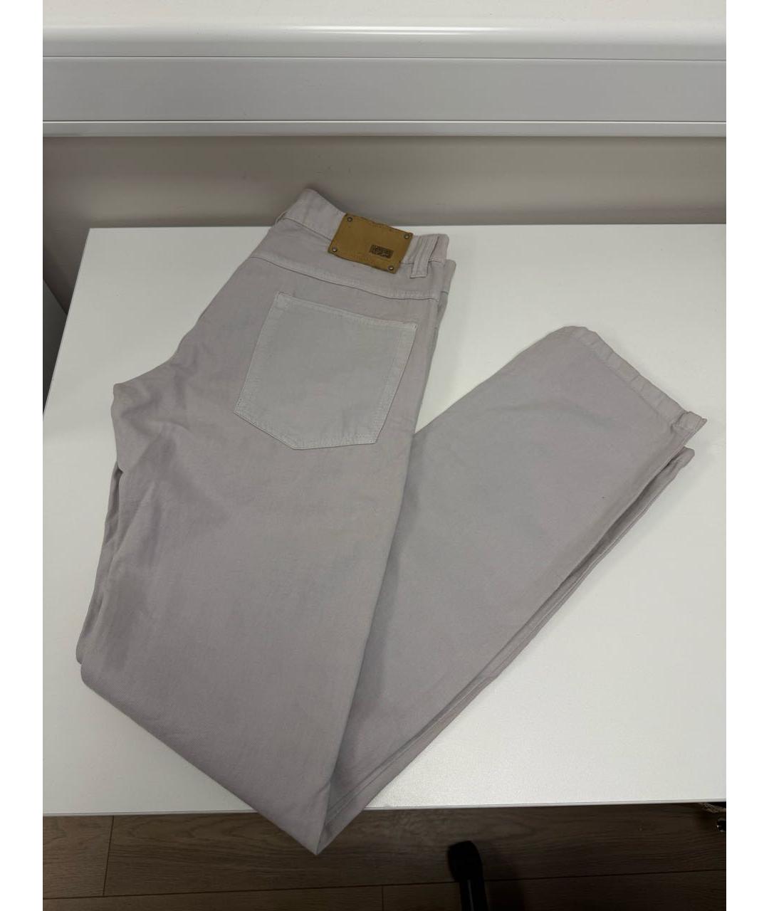 DANIELE ALESSANDRINI Серые хлопко-леновые джинсы слим, фото 7