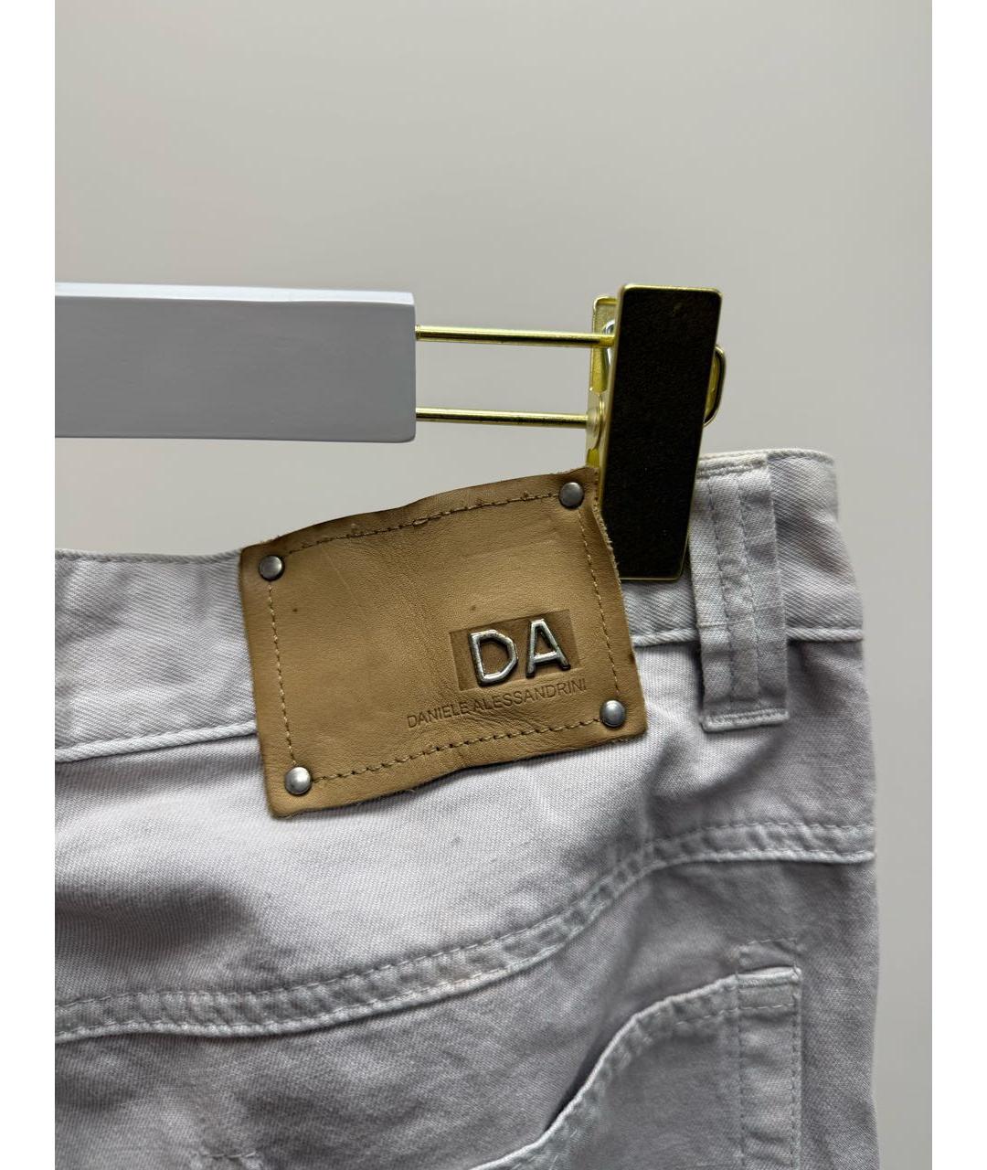 DANIELE ALESSANDRINI Серые хлопко-леновые джинсы слим, фото 3