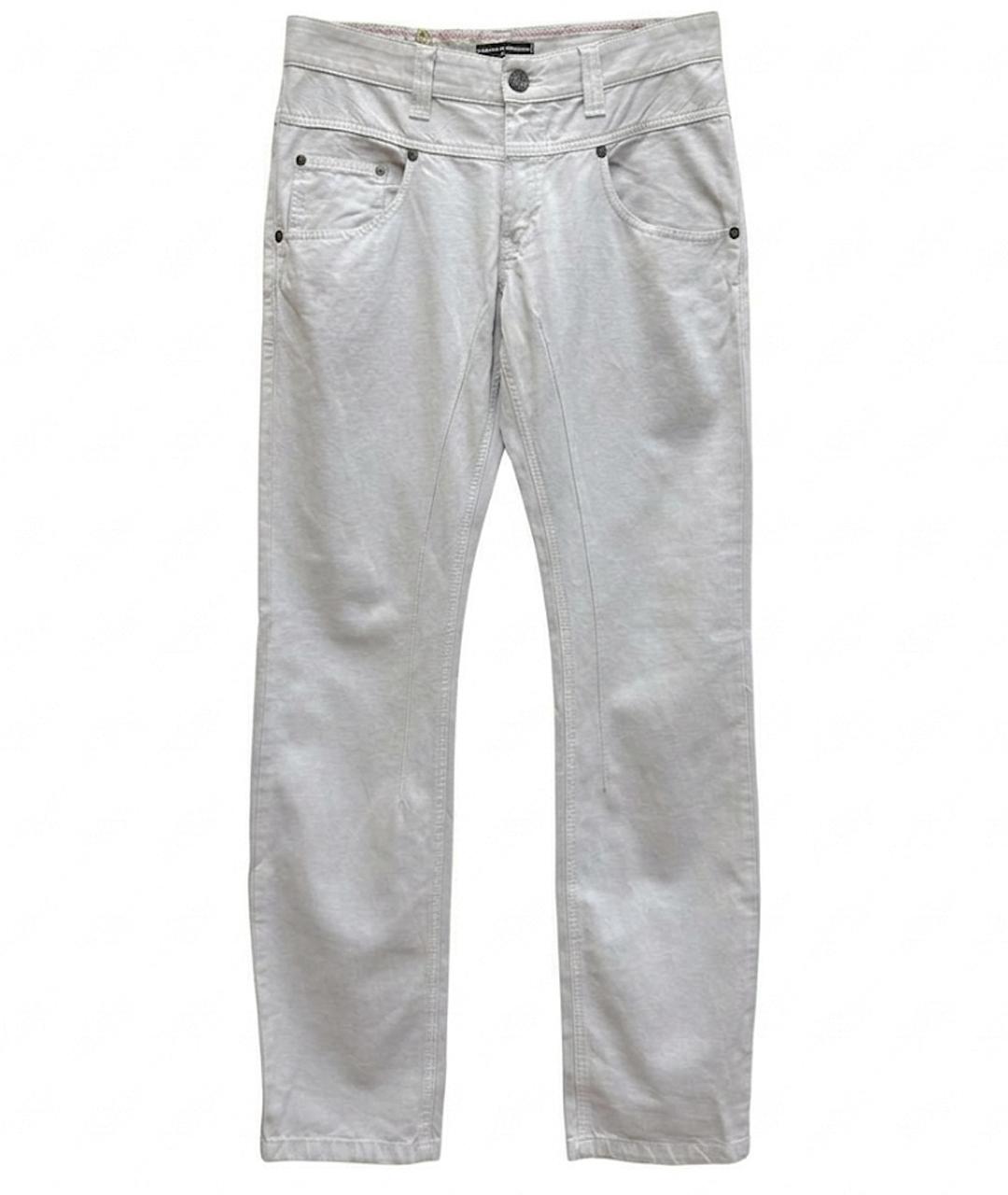 DANIELE ALESSANDRINI Серые хлопко-леновые джинсы слим, фото 1