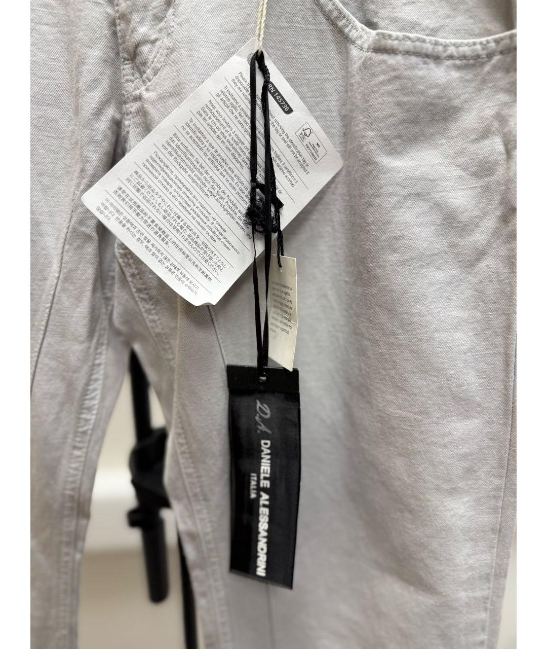 DANIELE ALESSANDRINI Серые хлопко-леновые джинсы слим, фото 4