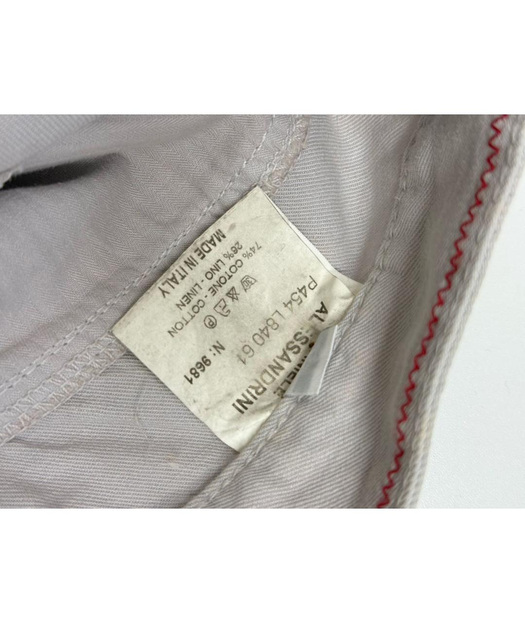 DANIELE ALESSANDRINI Серые хлопко-леновые джинсы слим, фото 6