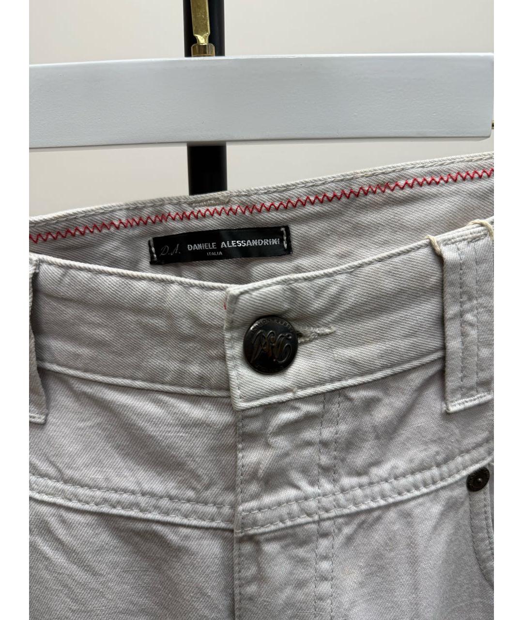 DANIELE ALESSANDRINI Серые хлопко-леновые джинсы слим, фото 2