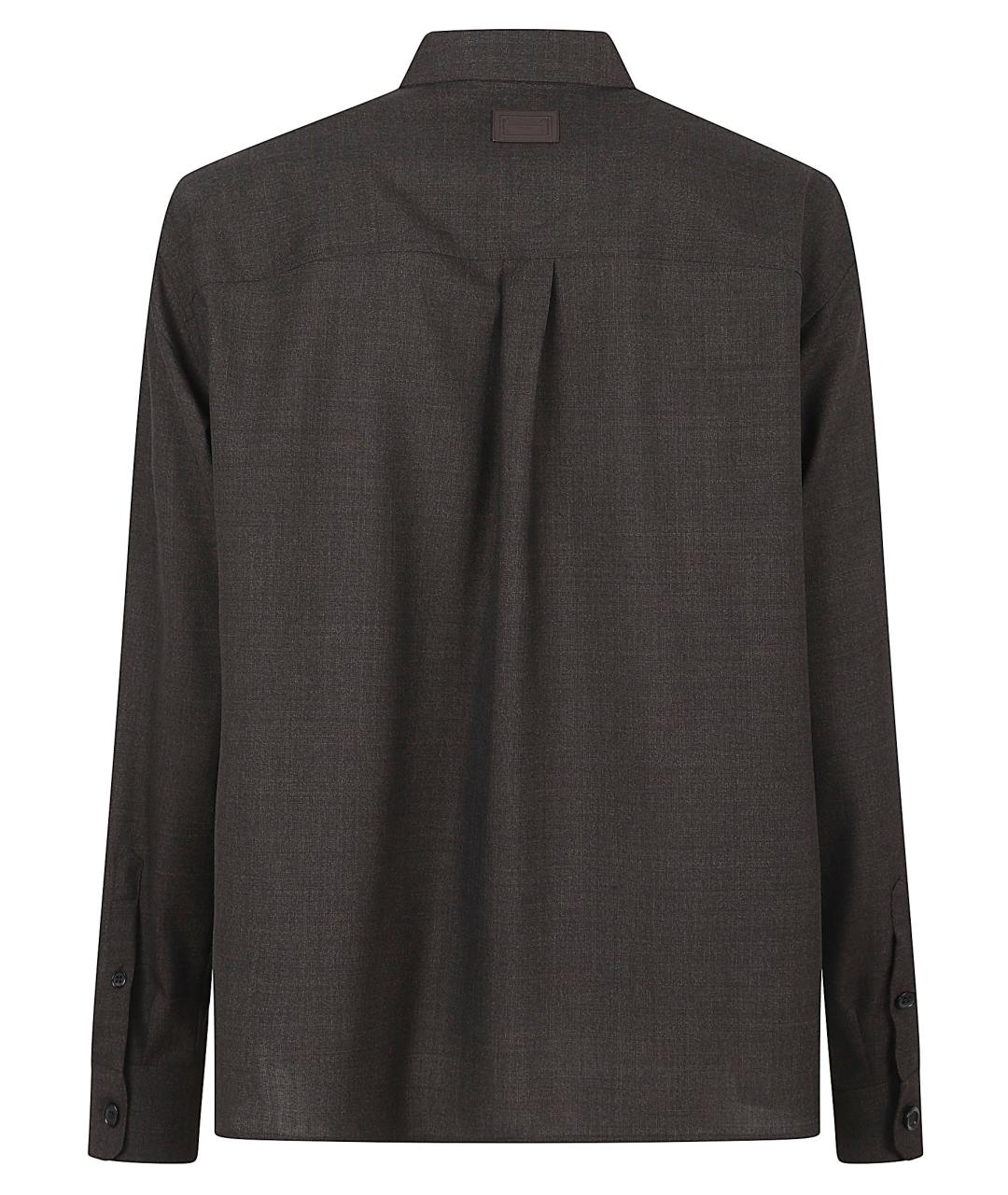 DOLCE&GABBANA Коричневая шерстяная кэжуал рубашка, фото 3