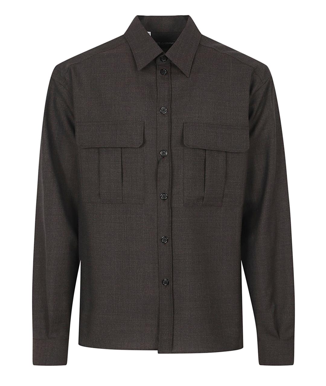 DOLCE&GABBANA Коричневая шерстяная кэжуал рубашка, фото 1