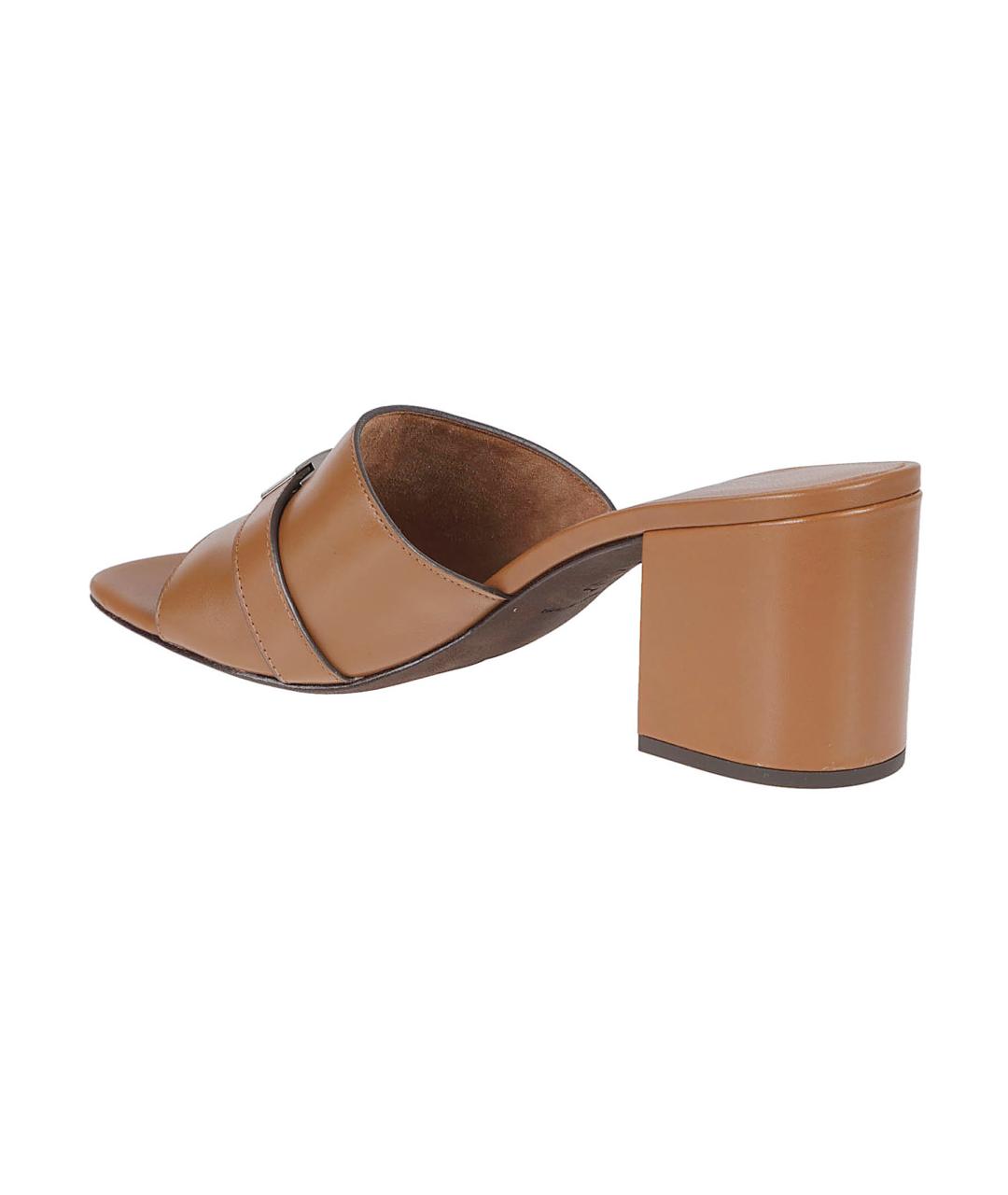 TORY BURCH Коричневые кожаные мюли, фото 3