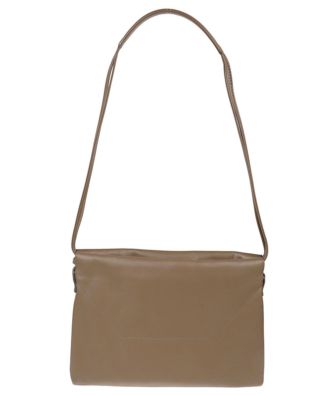 BRUNELLO CUCINELLI Бежевая кожаная сумка через плечо, фото 2