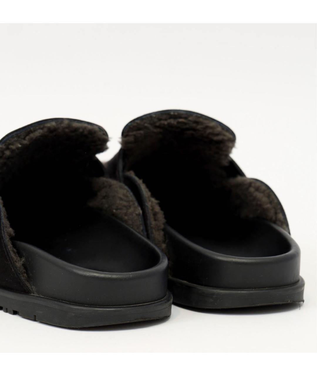 HERMES Черные замшевые мюли, фото 5