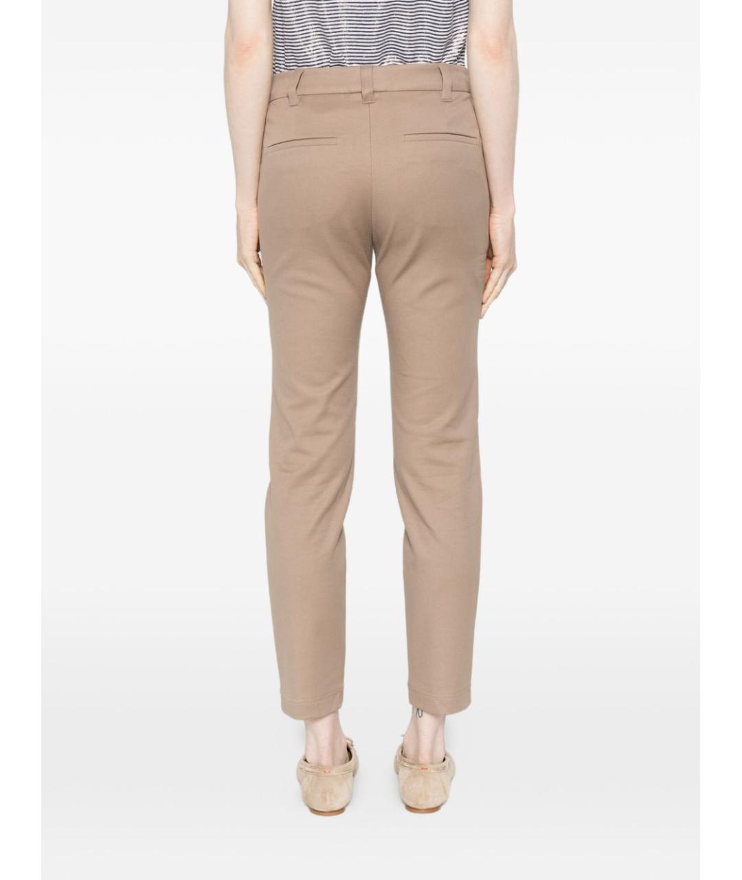 BRUNELLO CUCINELLI Бежевые хлопко-эластановые прямые брюки, фото 4