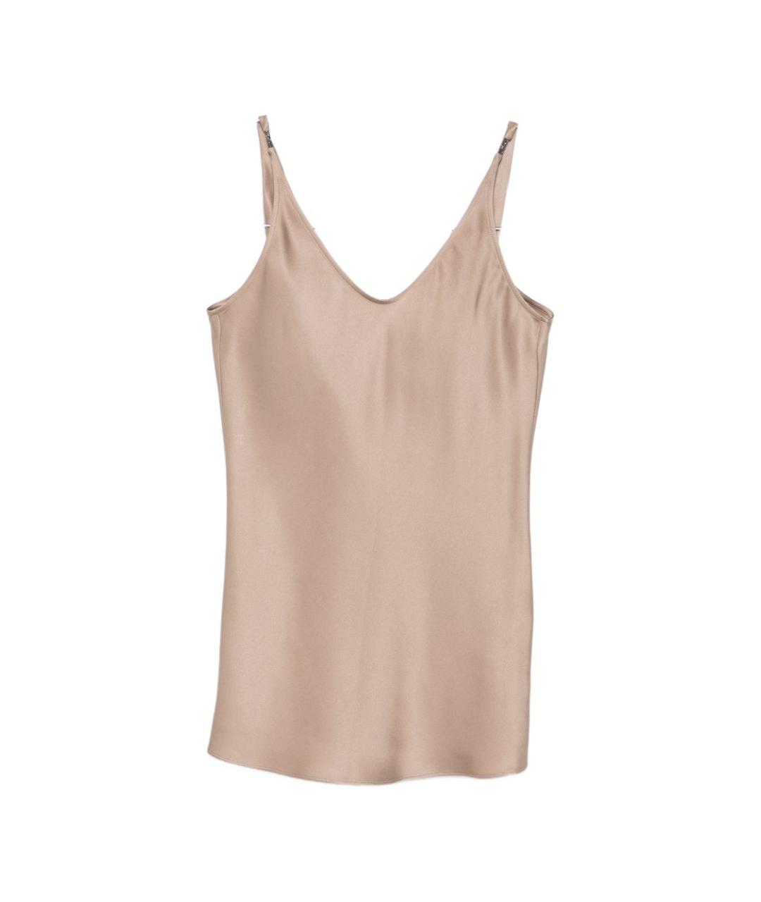 BRUNELLO CUCINELLI Бежевая шелковая майка, фото 1