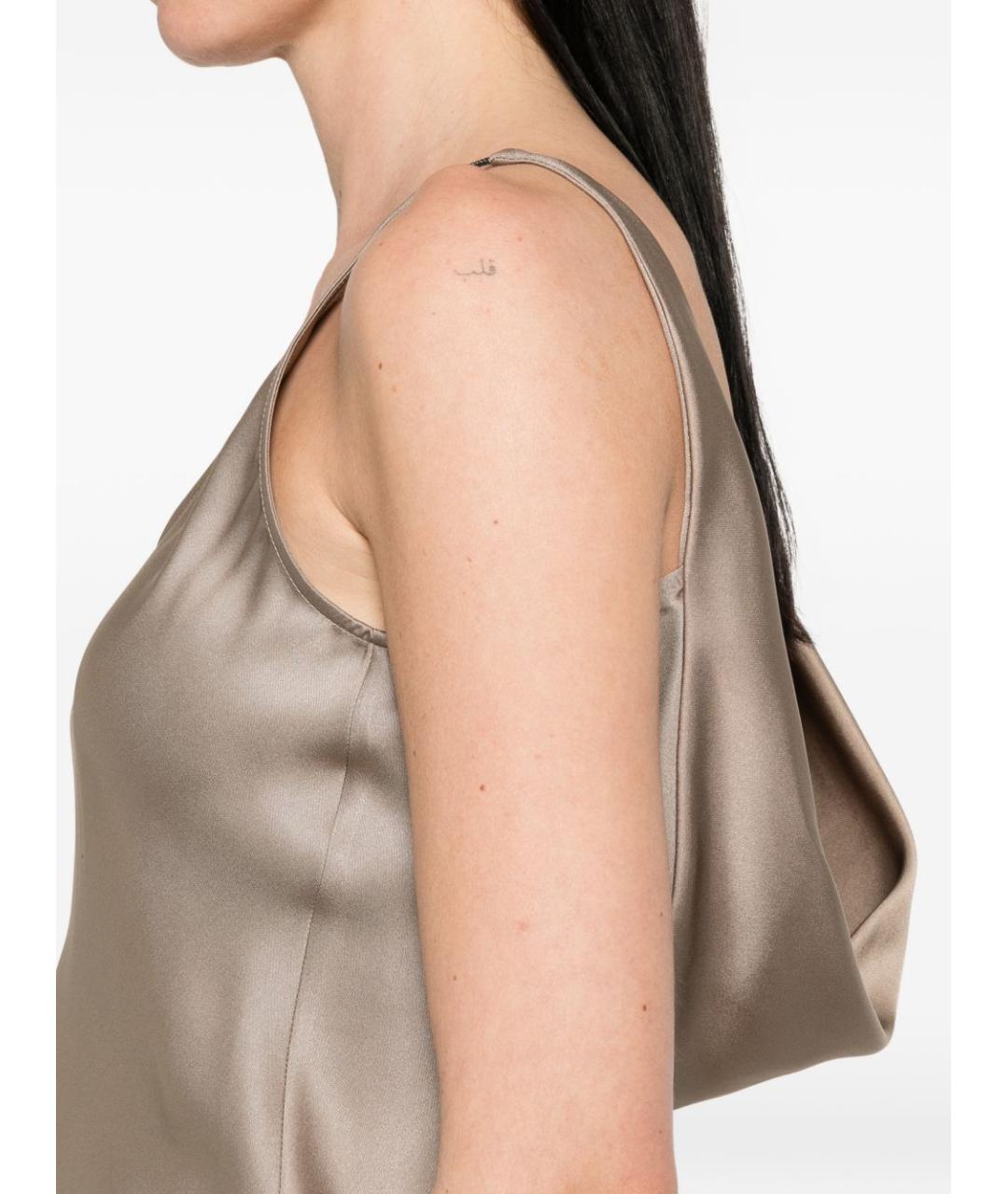 BRUNELLO CUCINELLI Бежевая шелковая майка, фото 4