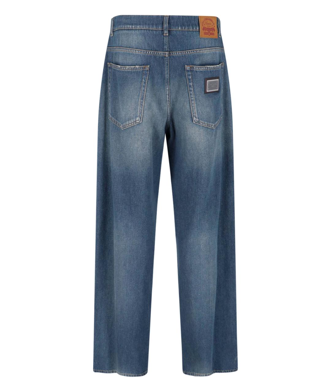 DOLCE&GABBANA Синие хлопковые прямые джинсы, фото 2