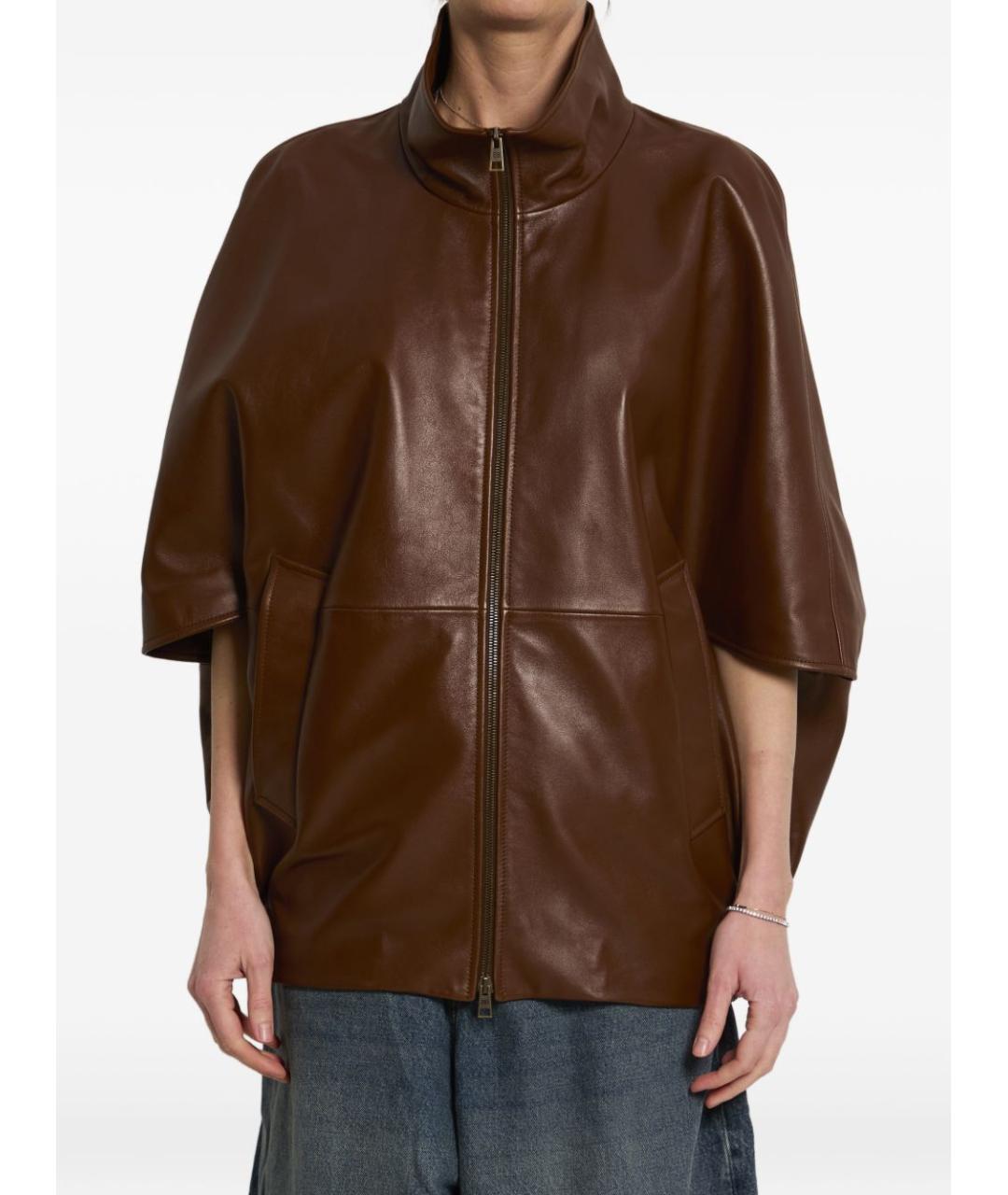 BALENCIAGA Коричневая кожаная куртка, фото 5