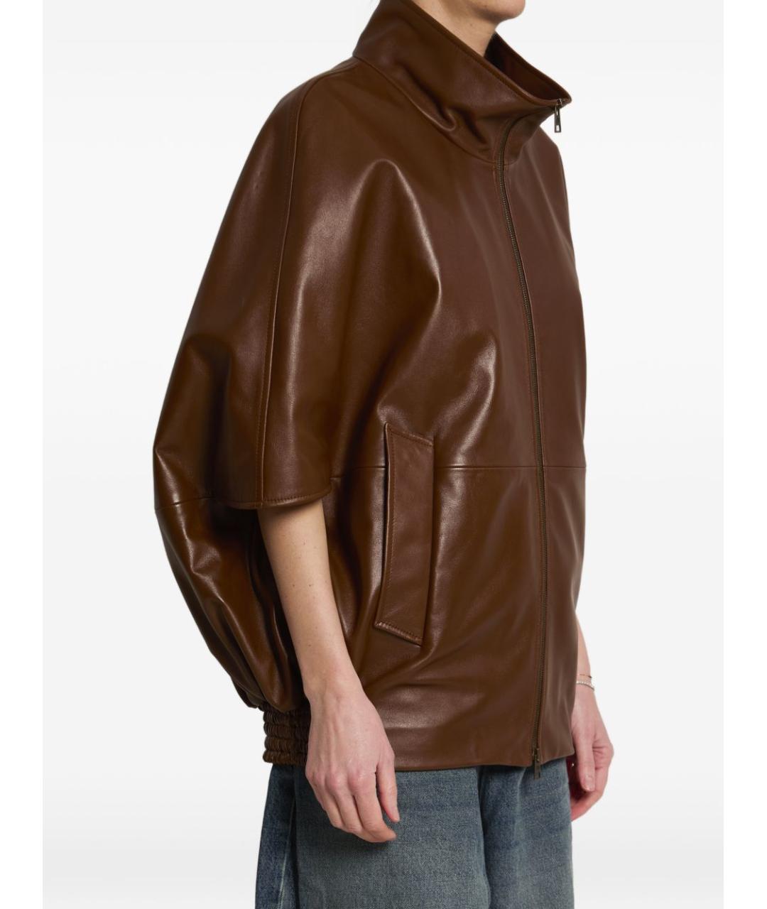 BALENCIAGA Коричневая кожаная куртка, фото 4