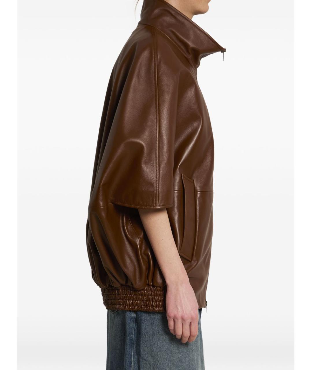 BALENCIAGA Коричневая кожаная куртка, фото 3