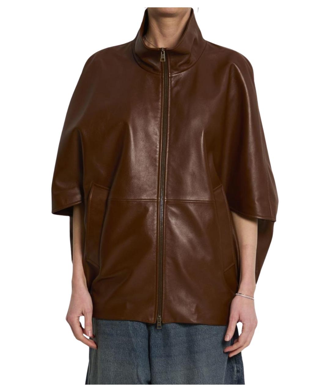 BALENCIAGA Коричневая кожаная куртка, фото 1