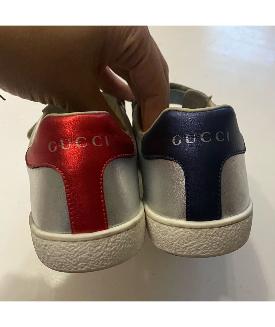 GUCCI Серебряные кожаные кеды, фото 4